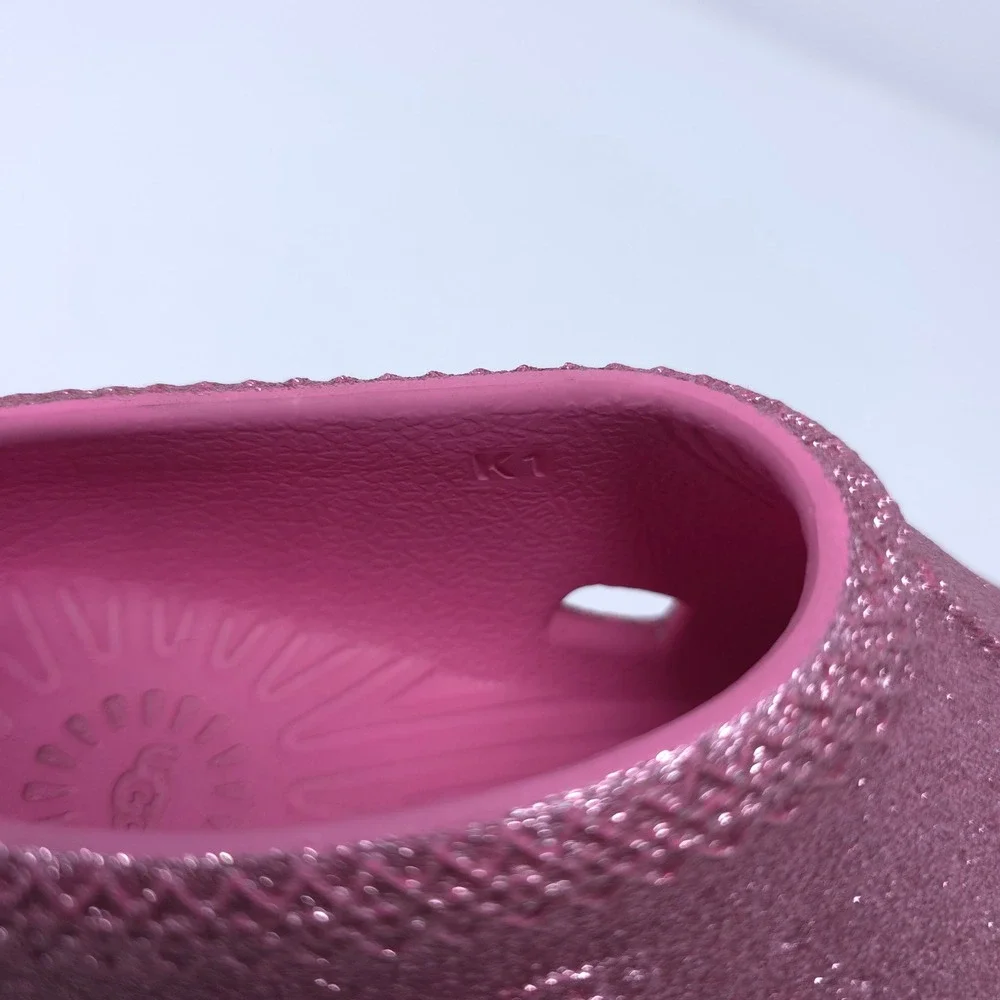 UGG Sport Yeah Glitter Pink Clogs Kids Size K1 Slip On Sandals Shoes